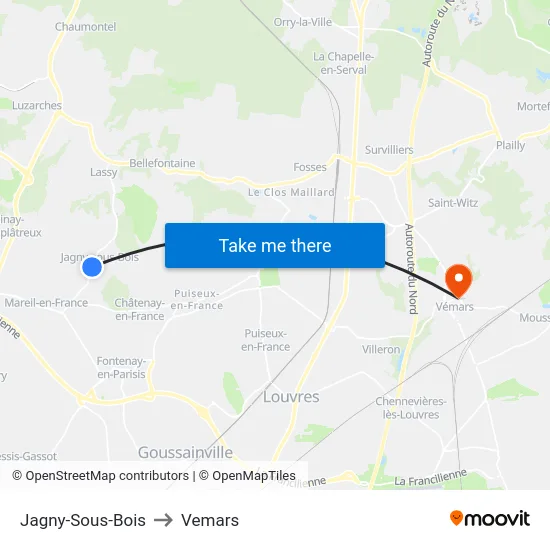 Jagny-Sous-Bois to Vemars map