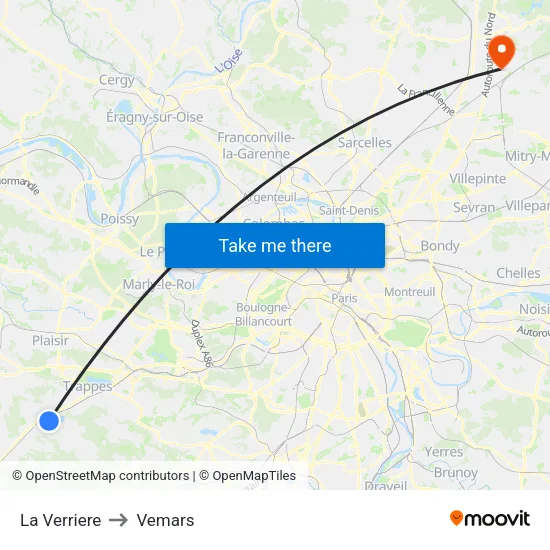 La Verriere to Vemars map