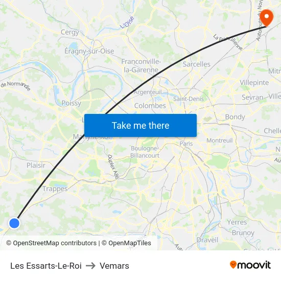 Les Essarts-Le-Roi to Vemars map