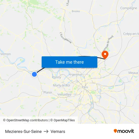Mezieres-Sur-Seine to Vemars map