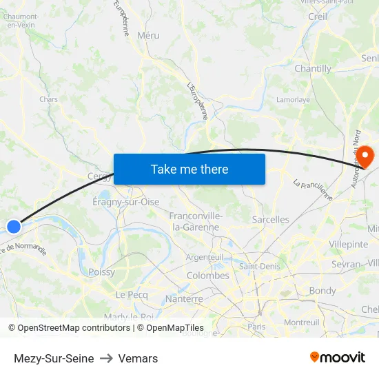 Mezy-Sur-Seine to Vemars map