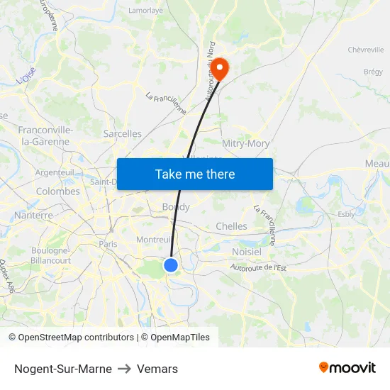 Nogent-Sur-Marne to Vemars map