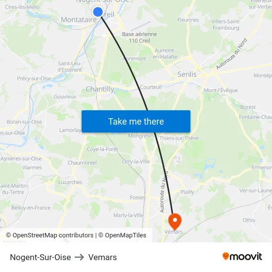 Nogent-Sur-Oise to Vemars map