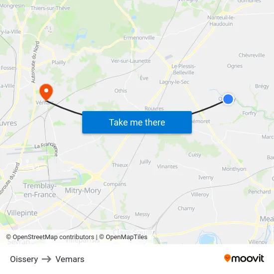 Oissery to Vemars map