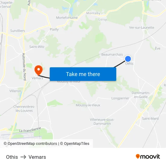 Othis to Vemars map