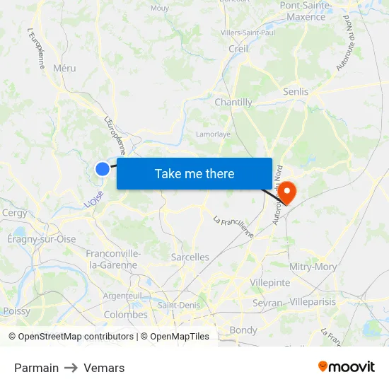 Parmain to Vemars map