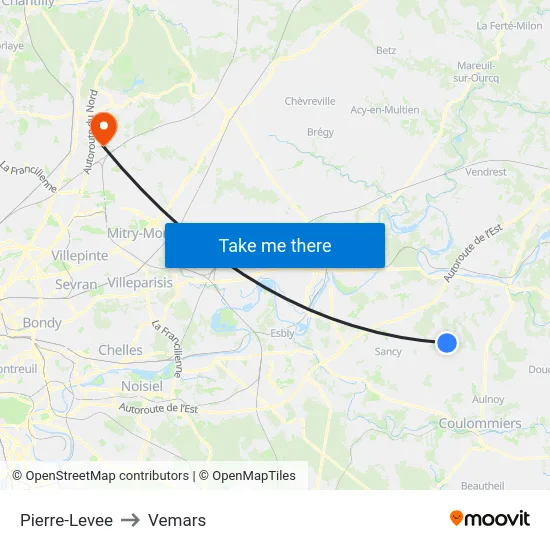 Pierre-Levee to Vemars map