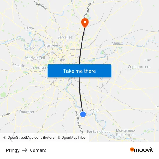 Pringy to Vemars map