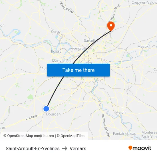Saint-Arnoult-En-Yvelines to Vemars map
