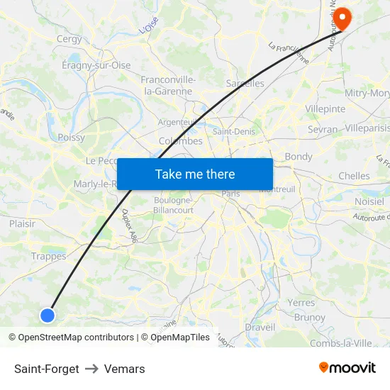 Saint-Forget to Vemars map