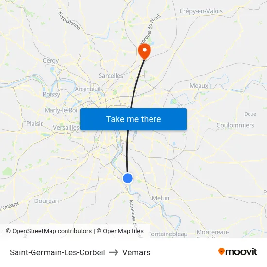 Saint-Germain-Les-Corbeil to Vemars map