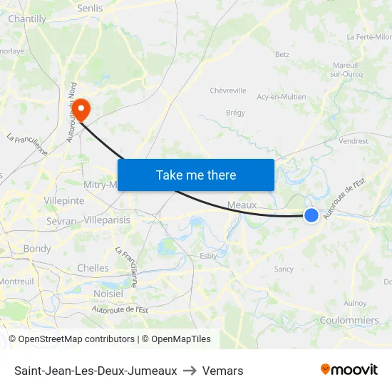 Saint-Jean-Les-Deux-Jumeaux to Vemars map