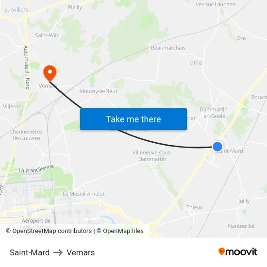 Saint-Mard to Vemars map