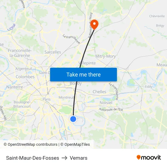 Saint-Maur-Des-Fosses to Vemars map