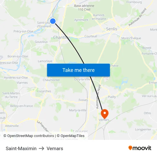 Saint-Maximin to Vemars map