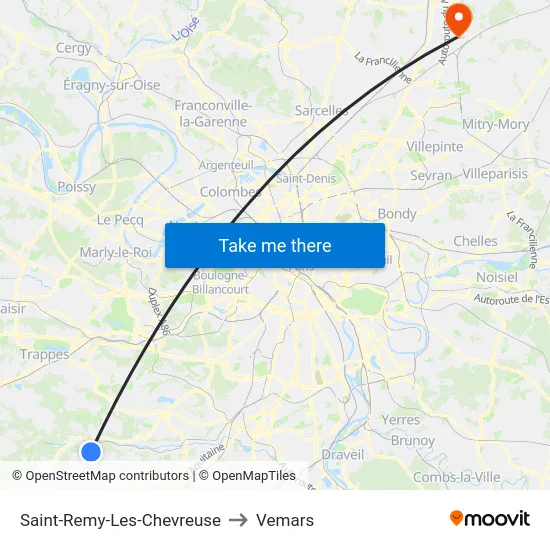 Saint-Remy-Les-Chevreuse to Vemars map