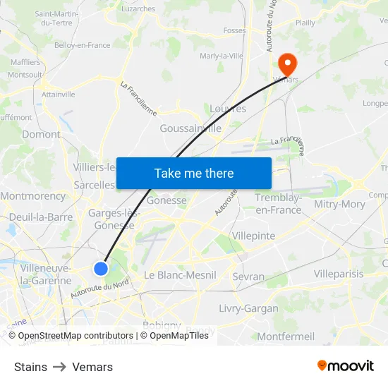 Stains to Vemars map