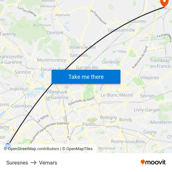 Suresnes to Vemars map