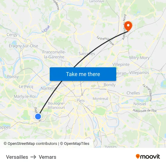 Versailles to Vemars map