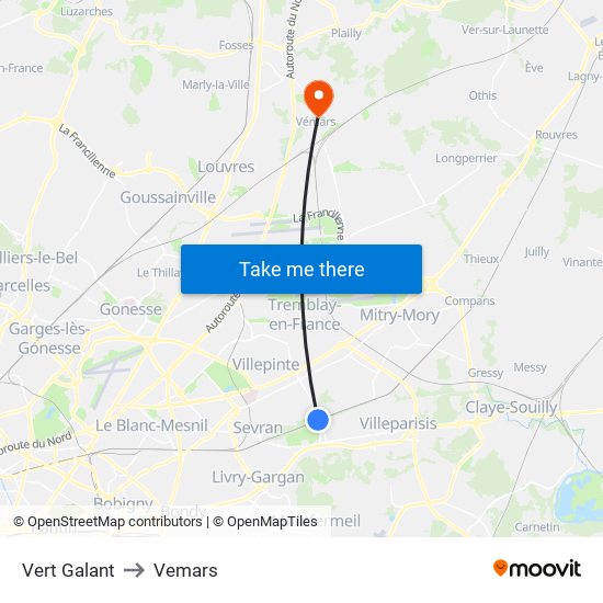 Vert Galant to Vemars map