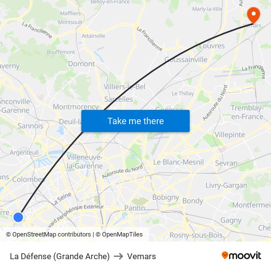 La Défense (Grande Arche) to Vemars map