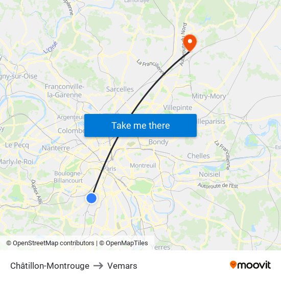 Châtillon-Montrouge to Vemars map