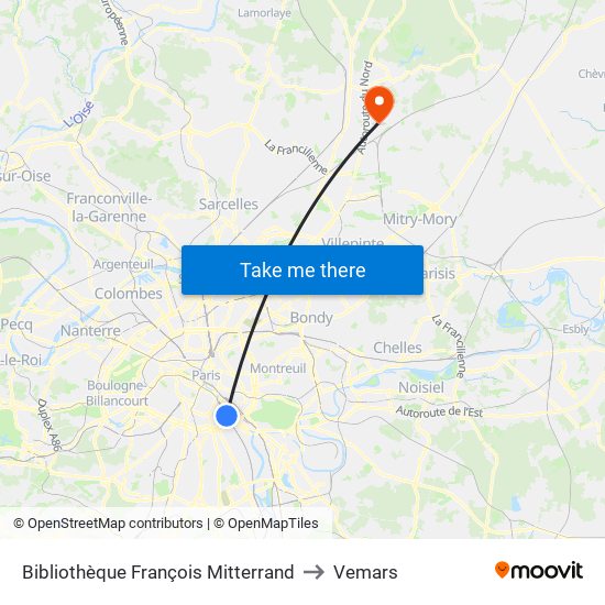 Bibliothèque François Mitterrand to Vemars map