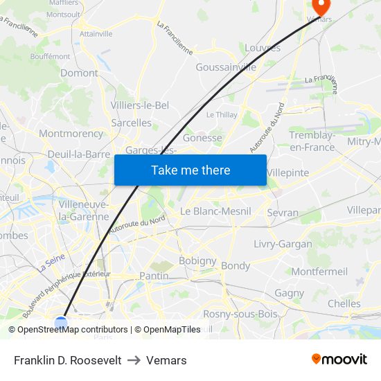 Franklin D. Roosevelt to Vemars map