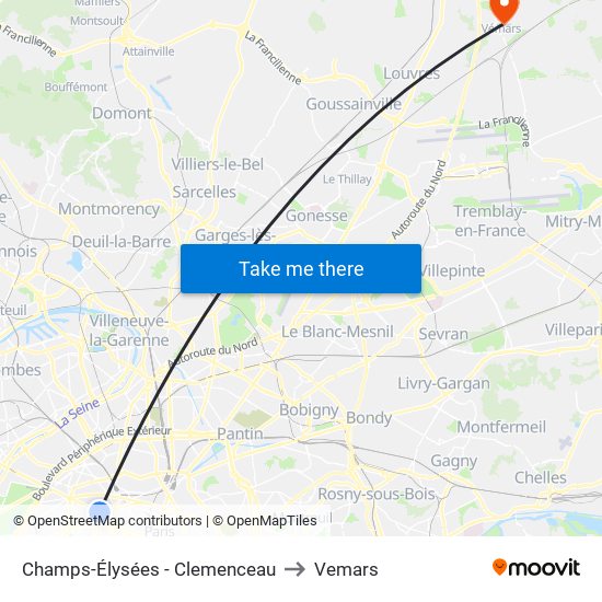 Champs-Élysées - Clemenceau to Vemars map