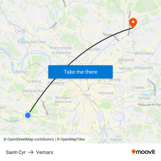 Saint-Cyr to Vemars map