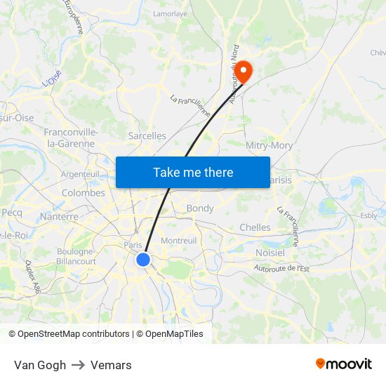 Van Gogh to Vemars map