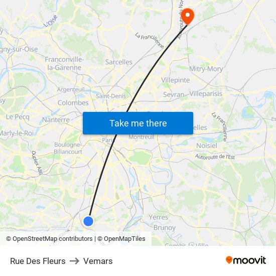 Rue Des Fleurs to Vemars map