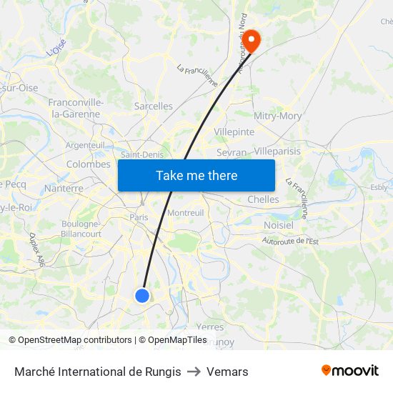 Marché International de Rungis to Vemars map