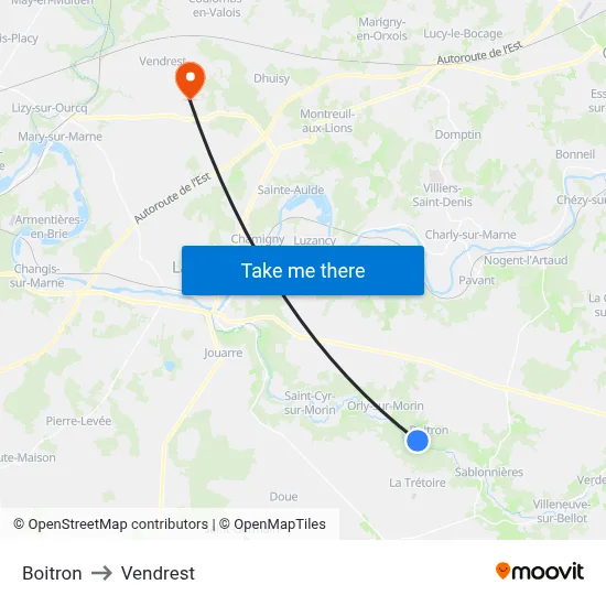 Boitron to Vendrest map