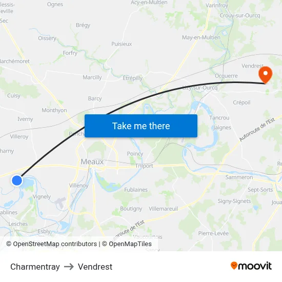Charmentray to Vendrest map