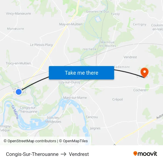 Congis-Sur-Therouanne to Vendrest map