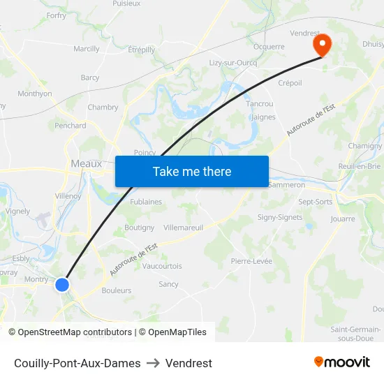 Couilly-Pont-Aux-Dames to Vendrest map
