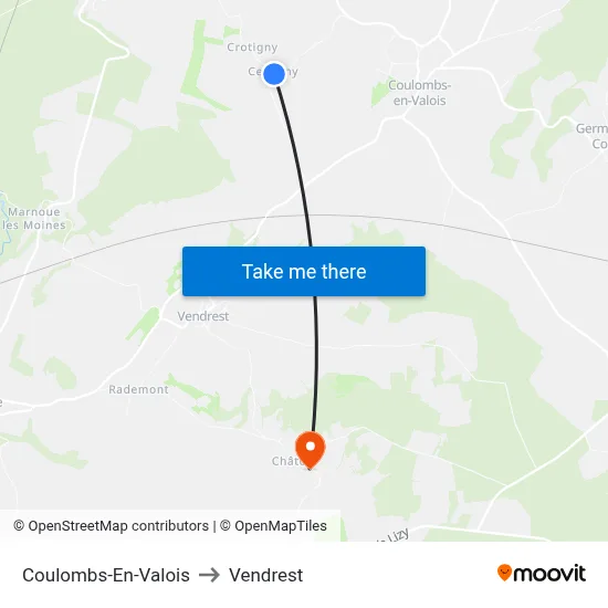 Coulombs-En-Valois to Vendrest map