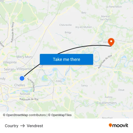 Courtry to Vendrest map