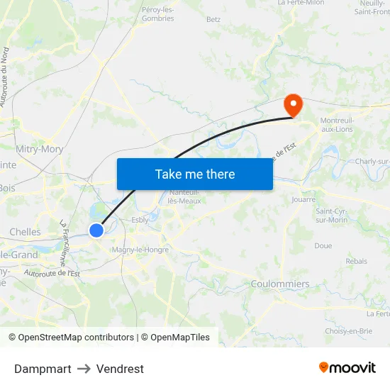 Dampmart to Vendrest map