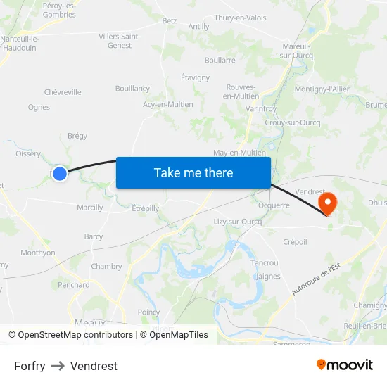 Forfry to Vendrest map