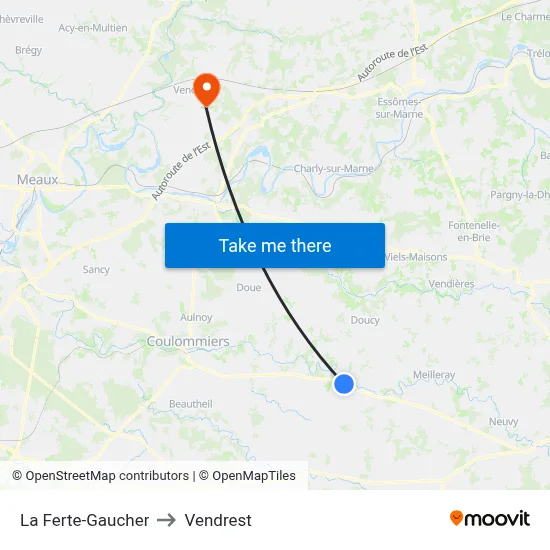 La Ferte-Gaucher to Vendrest map