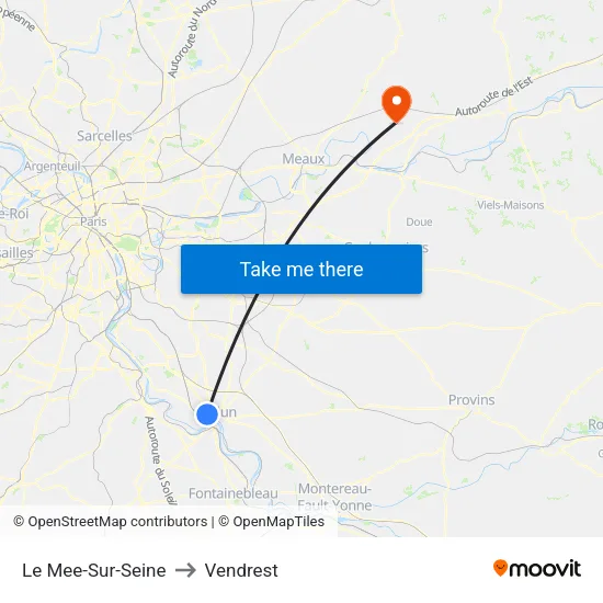 Le Mee-Sur-Seine to Vendrest map