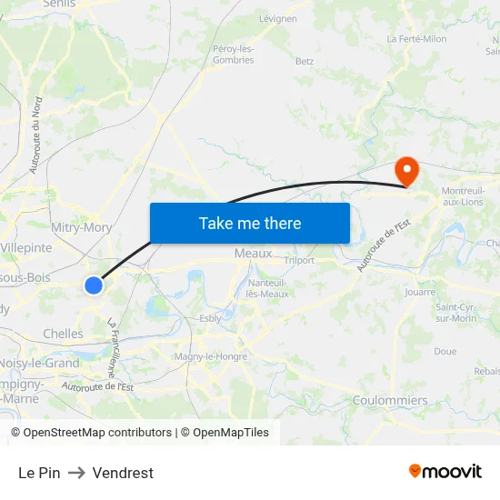 Le Pin to Vendrest map