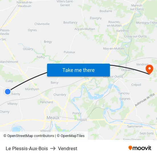 Le Plessis-Aux-Bois to Vendrest map