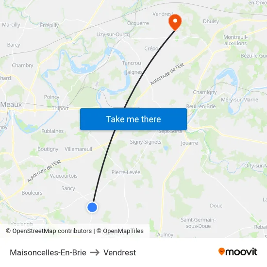 Maisoncelles-En-Brie to Vendrest map