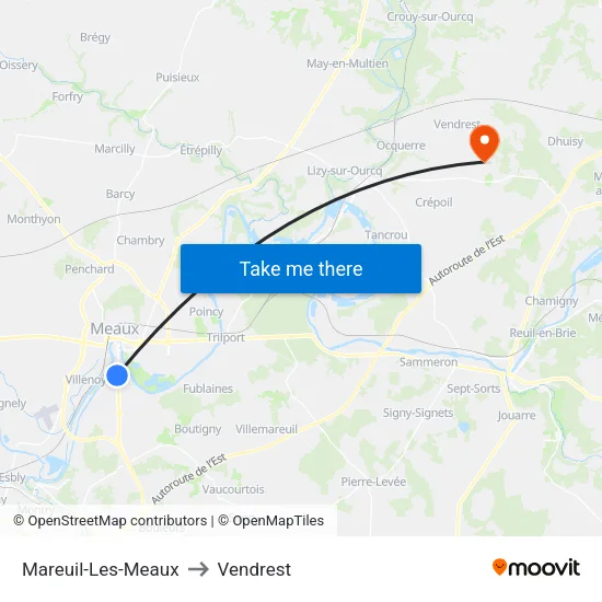 Mareuil-Les-Meaux to Vendrest map