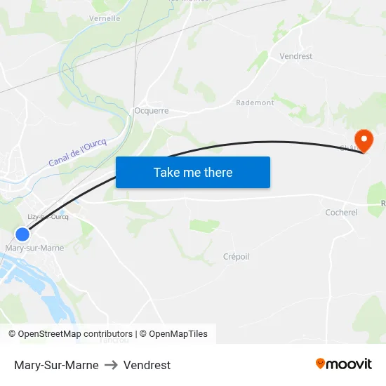 Mary-Sur-Marne to Vendrest map
