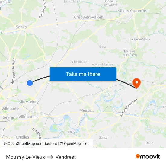 Moussy-Le-Vieux to Vendrest map