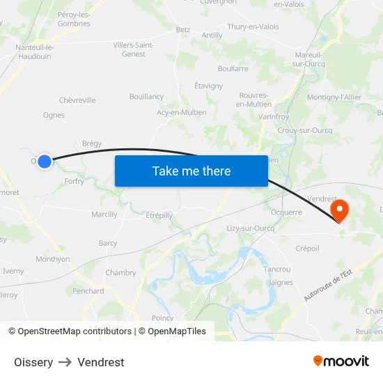 Oissery to Vendrest map
